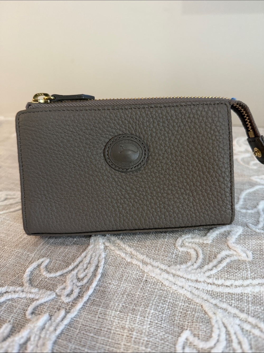 Dooney and Bourke NWOT Elephant Grey Pebble Leather Cosmetics Case